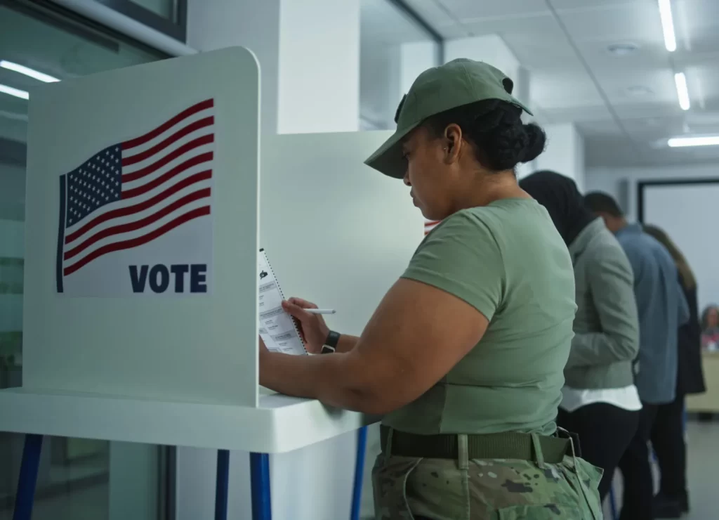 A woman voting